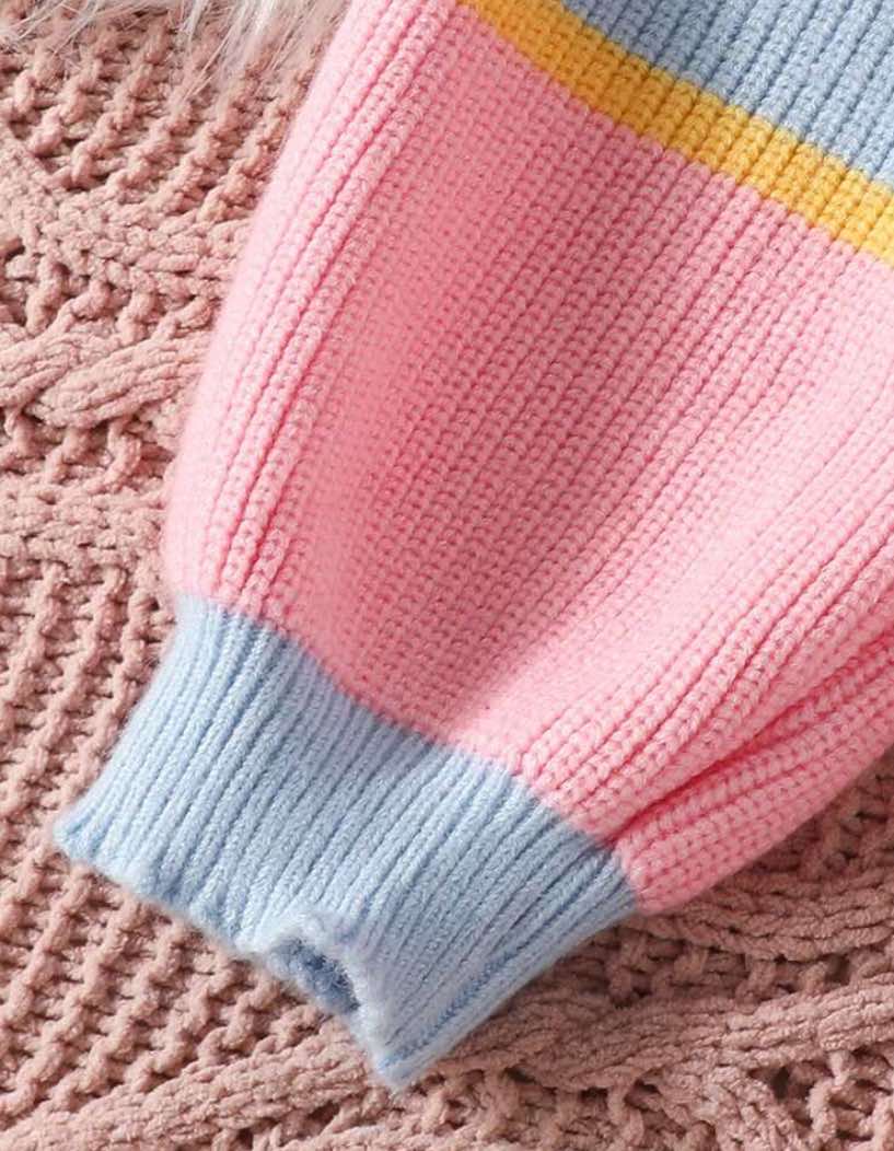 Pink Stripe Drop Shoulder Cardigan