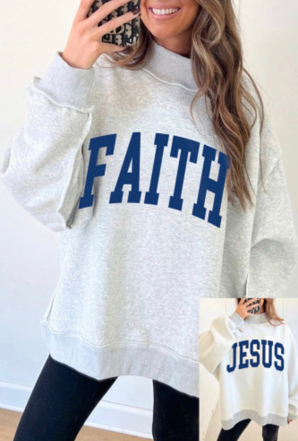 FAITH | JESUS Reversible Mock Neck Sweatshirt