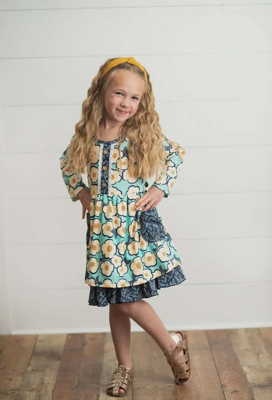 Navy & White Flower Dress