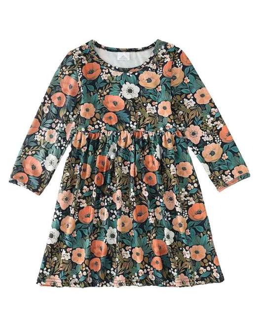 Green, Teal and Peach Floral