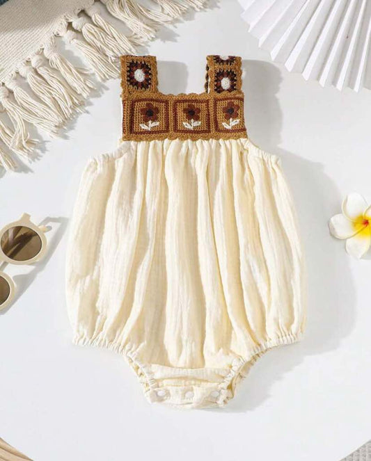 Muslin and Crocheted Romper
