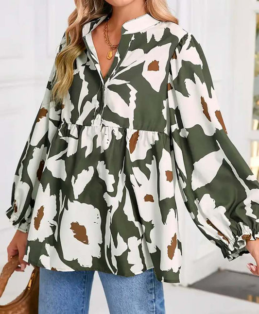 Olive & Green Elegant Blouse