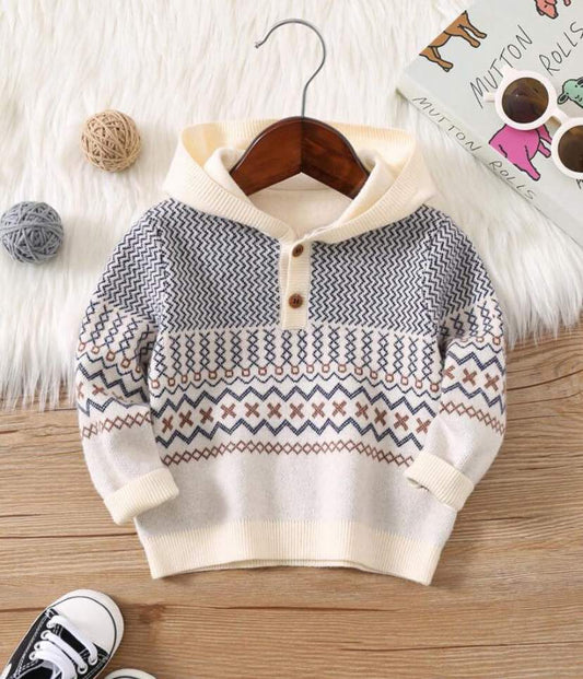 Geometric Hooded Sweater