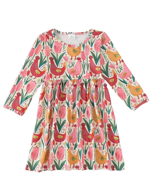 Pink Tulips & Chicken Dress