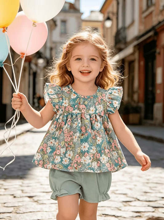 Mint Floral Bloomer Set