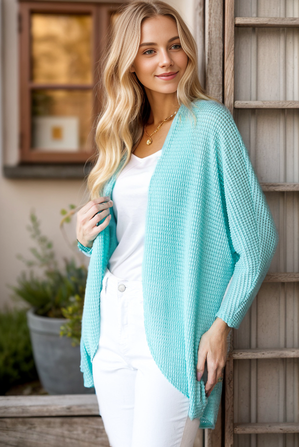 WAFFLE OPEN CARDIGAN