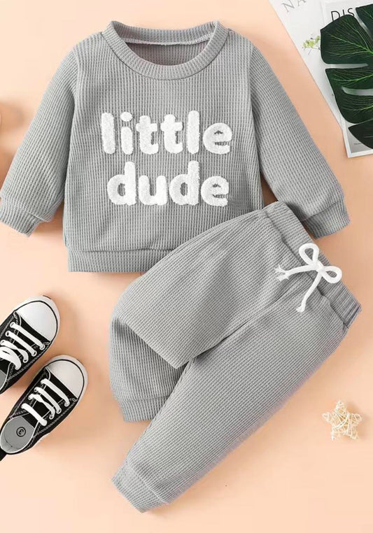 Little Dude Waffle Knit Set