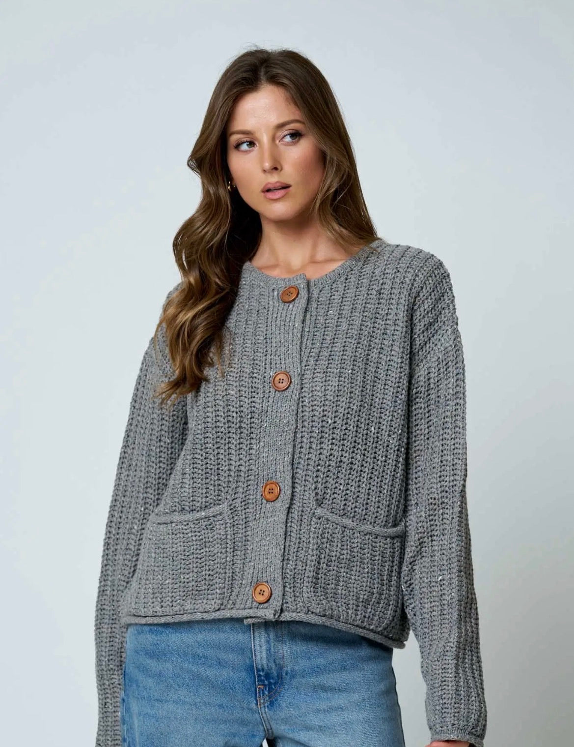 Button Down Chunky Knit Sweater