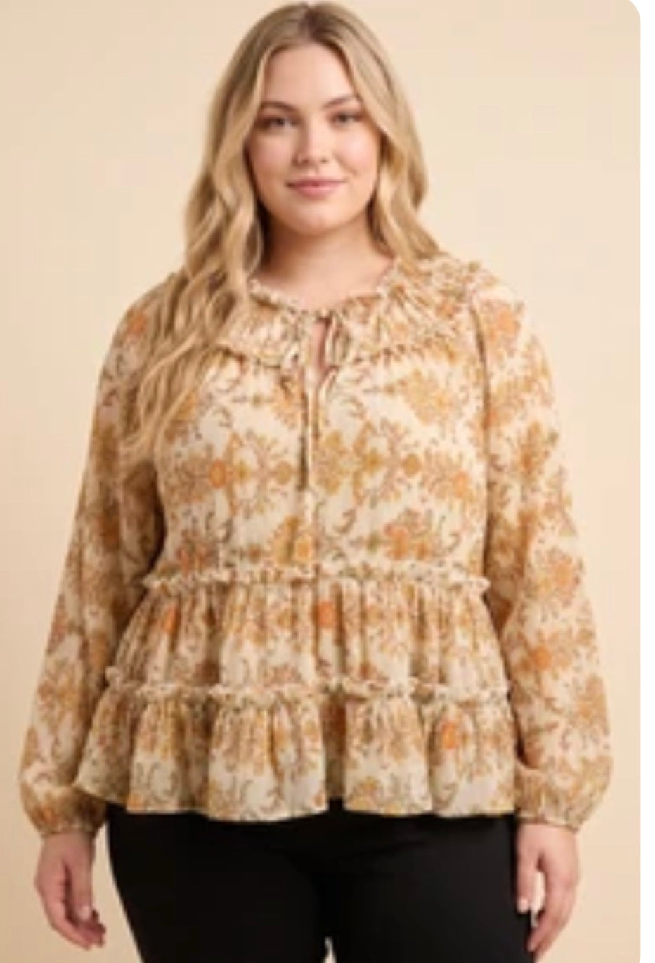 Hayden Vintage Floral Ruffle Blouse