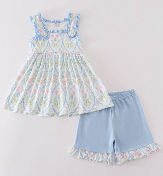 Blue Floral Print Set