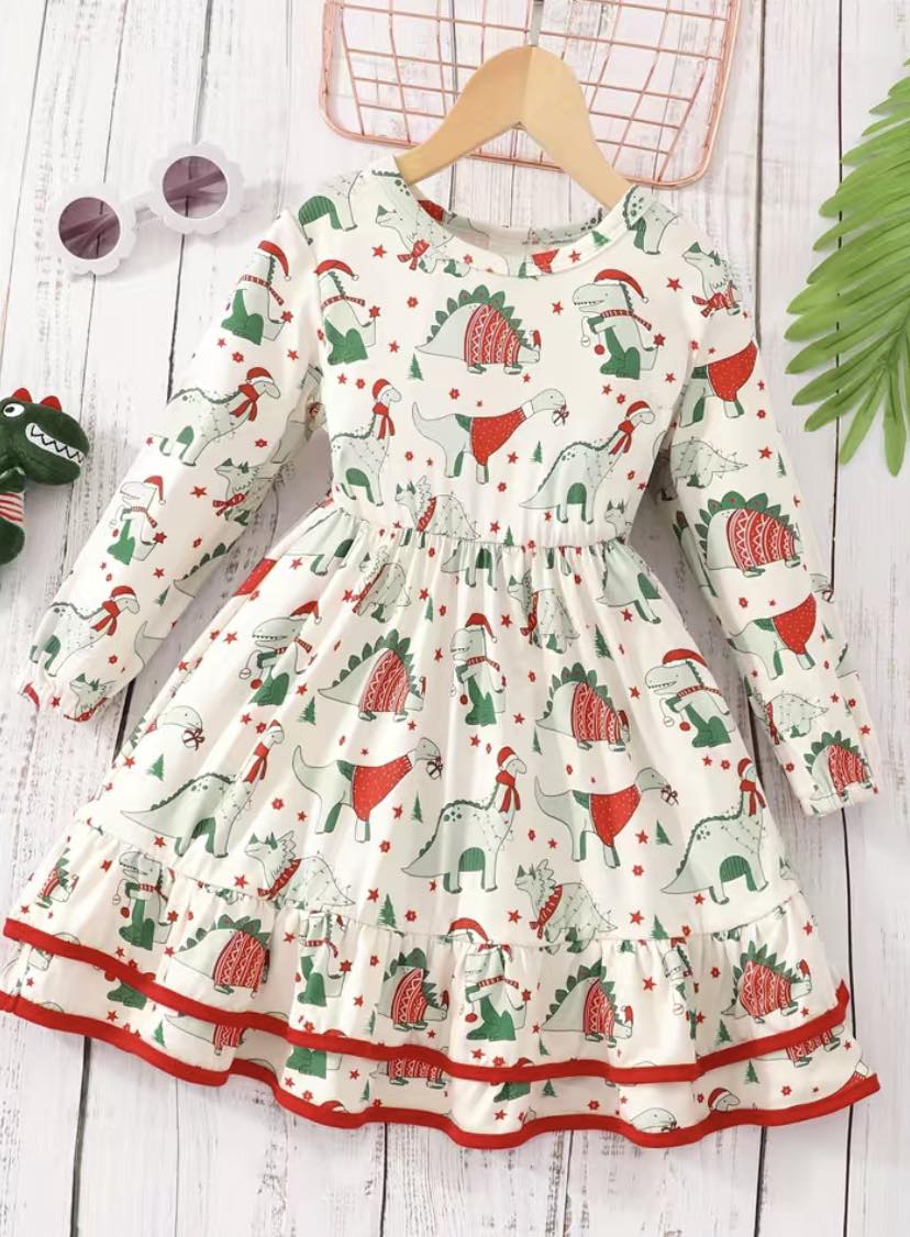 Dinosaur Christmas Dress