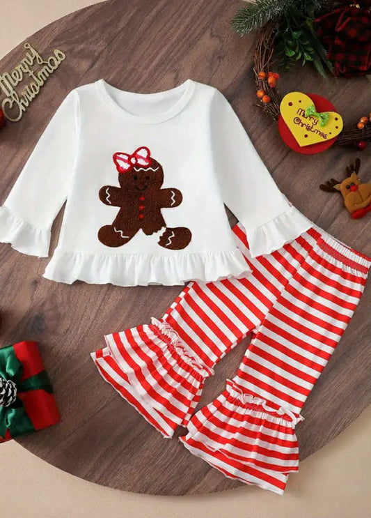 Applique Gingerbread Ruffle Pant Set