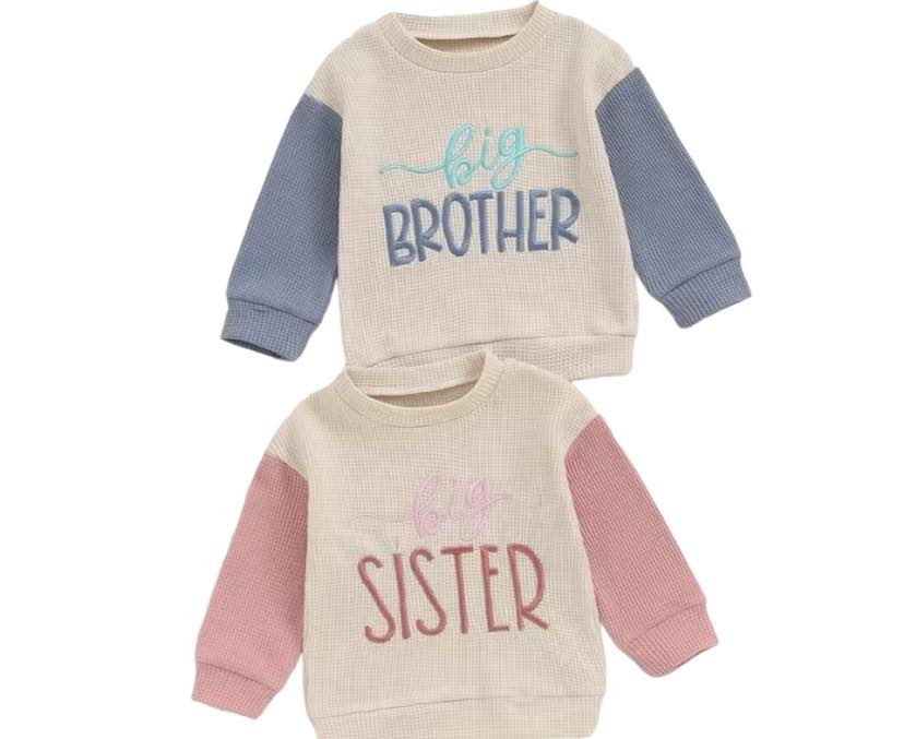 Big Sister Waffle Knit Embroidered Shirt