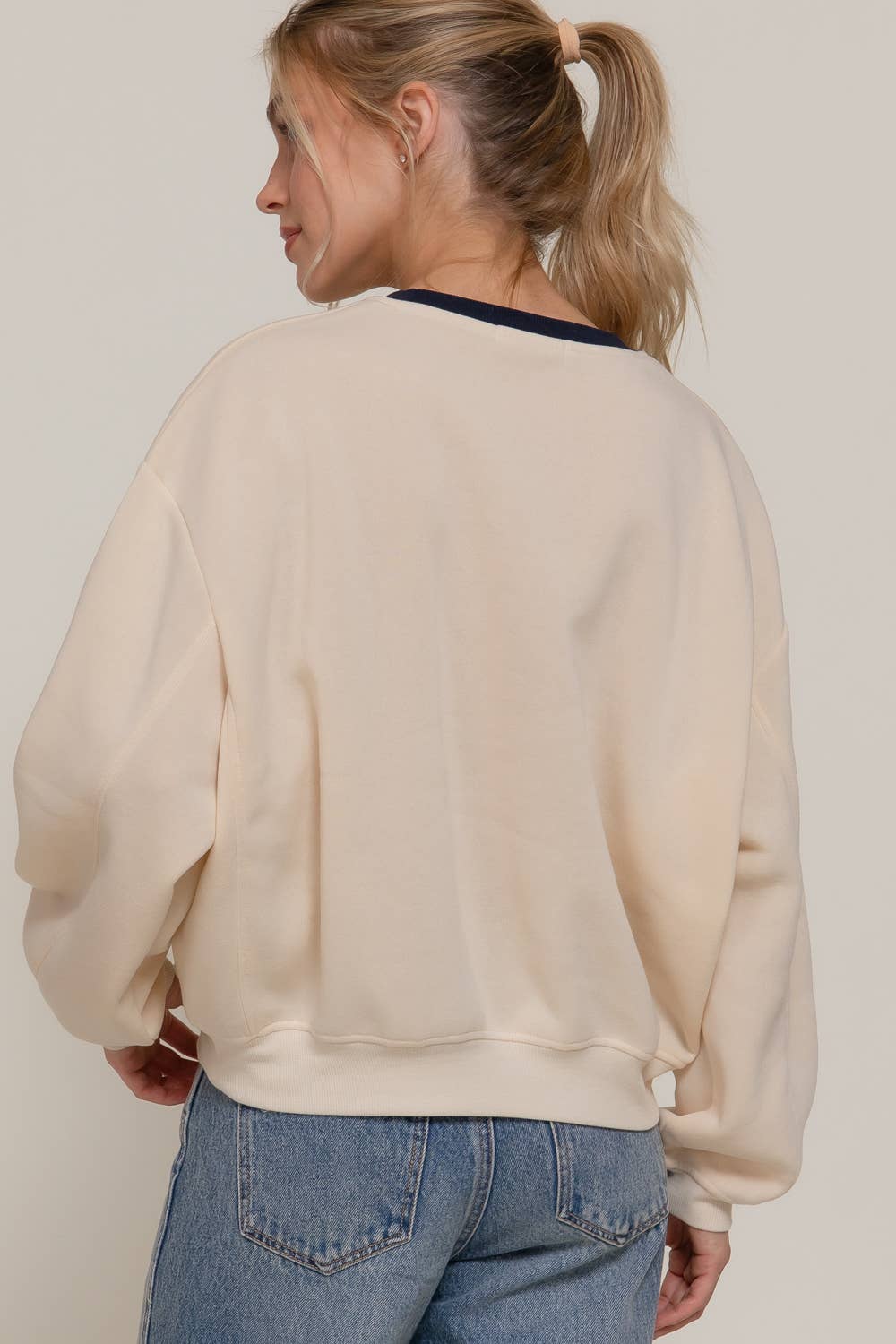 Long Sleeve Printed Oversized Varsity Sweatshirt