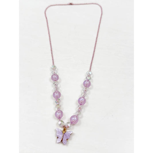Kids Butterfly Charm Beaded Necklace