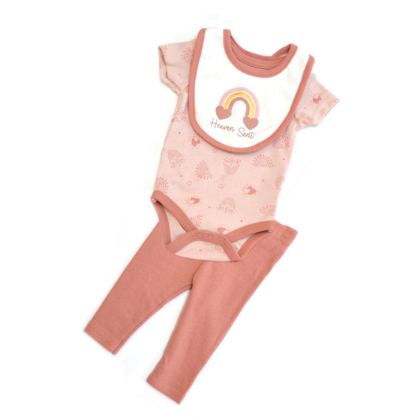 Baby Views 3pcs Rainbow Bodysuit Pants & Bib Set