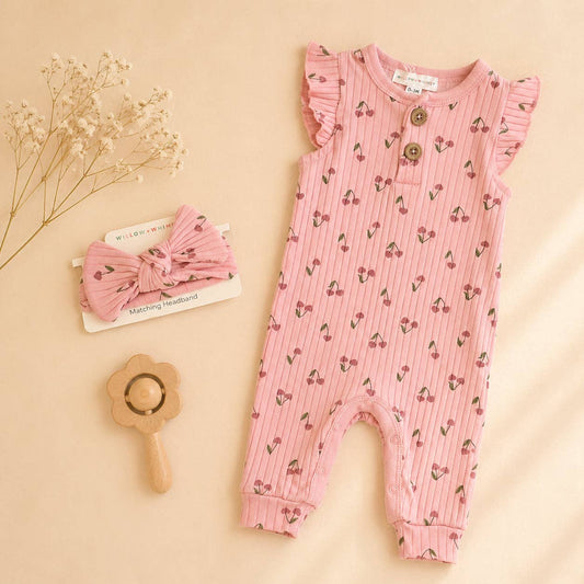 2 Piece Sleeveless Willow + Whimsy Coverall & Headband Set