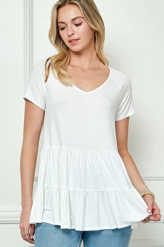 Double Ruffles Babydoll Tunic Top