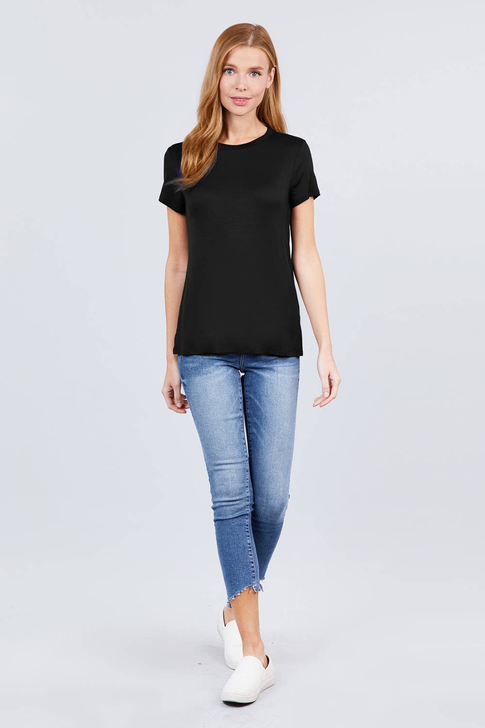 Short Sleeve Crew Neck Rayon Spandex Jersey Top