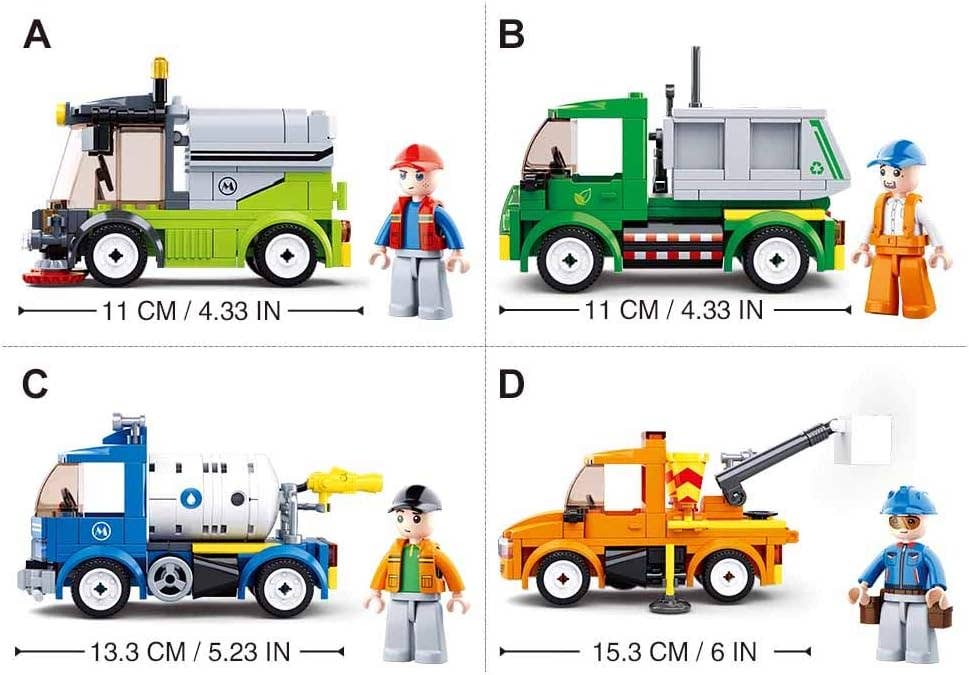 Town City Cleaner Vehicles Building Brick Display Set
