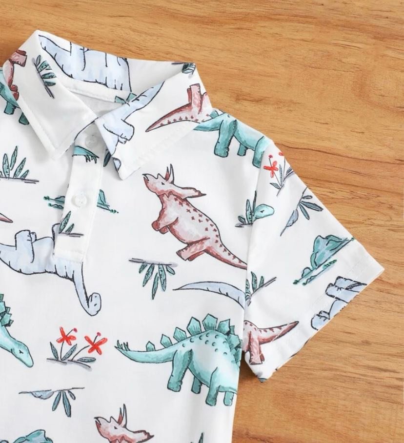 Dinosaur Cotton Collared with Shorts