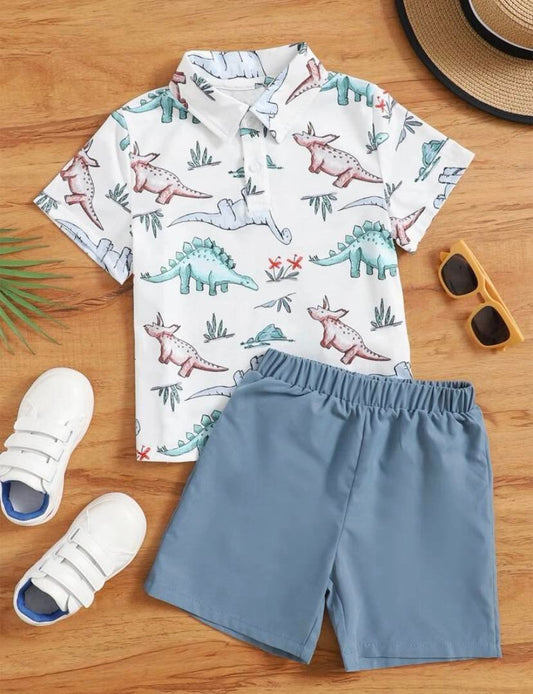 Dinosaur Cotton Collared with Shorts