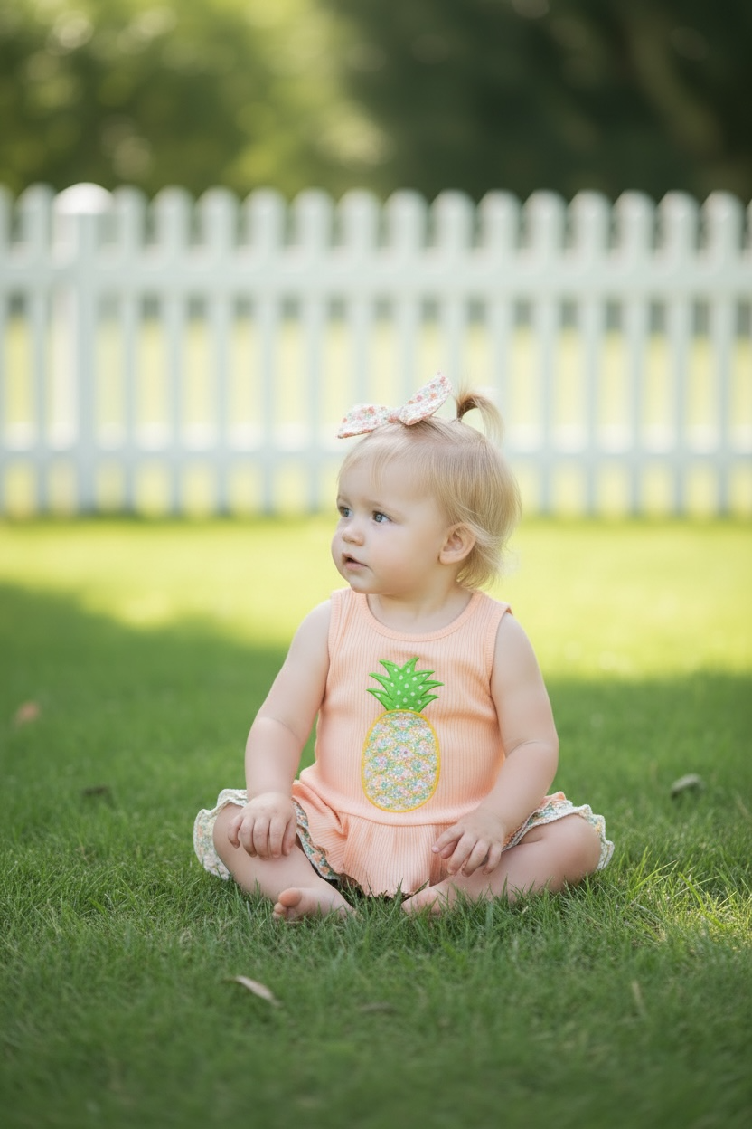 Pineapple application tank top & floral shorts