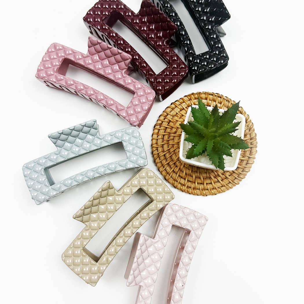 Embossed Glossy Rectangle Hair Claw