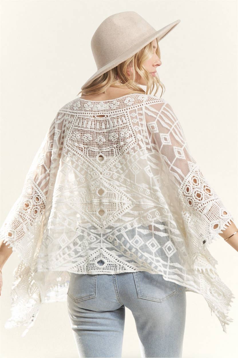 Shoulder Boat Neck Crochet Lace Blouse