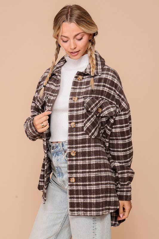 Fall Vibes Plaid Print Shacket