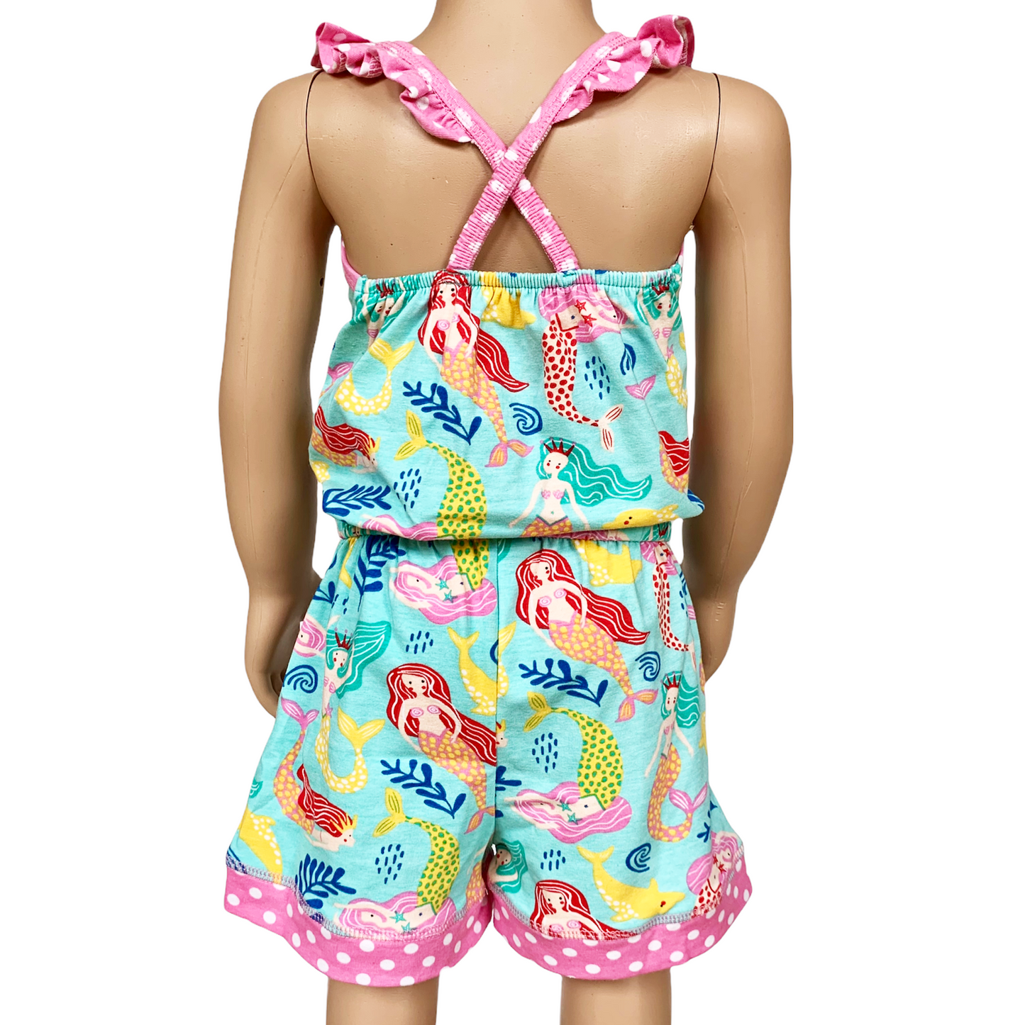 Girls Nautical Mermaid Shorts Jumpsuit Beach