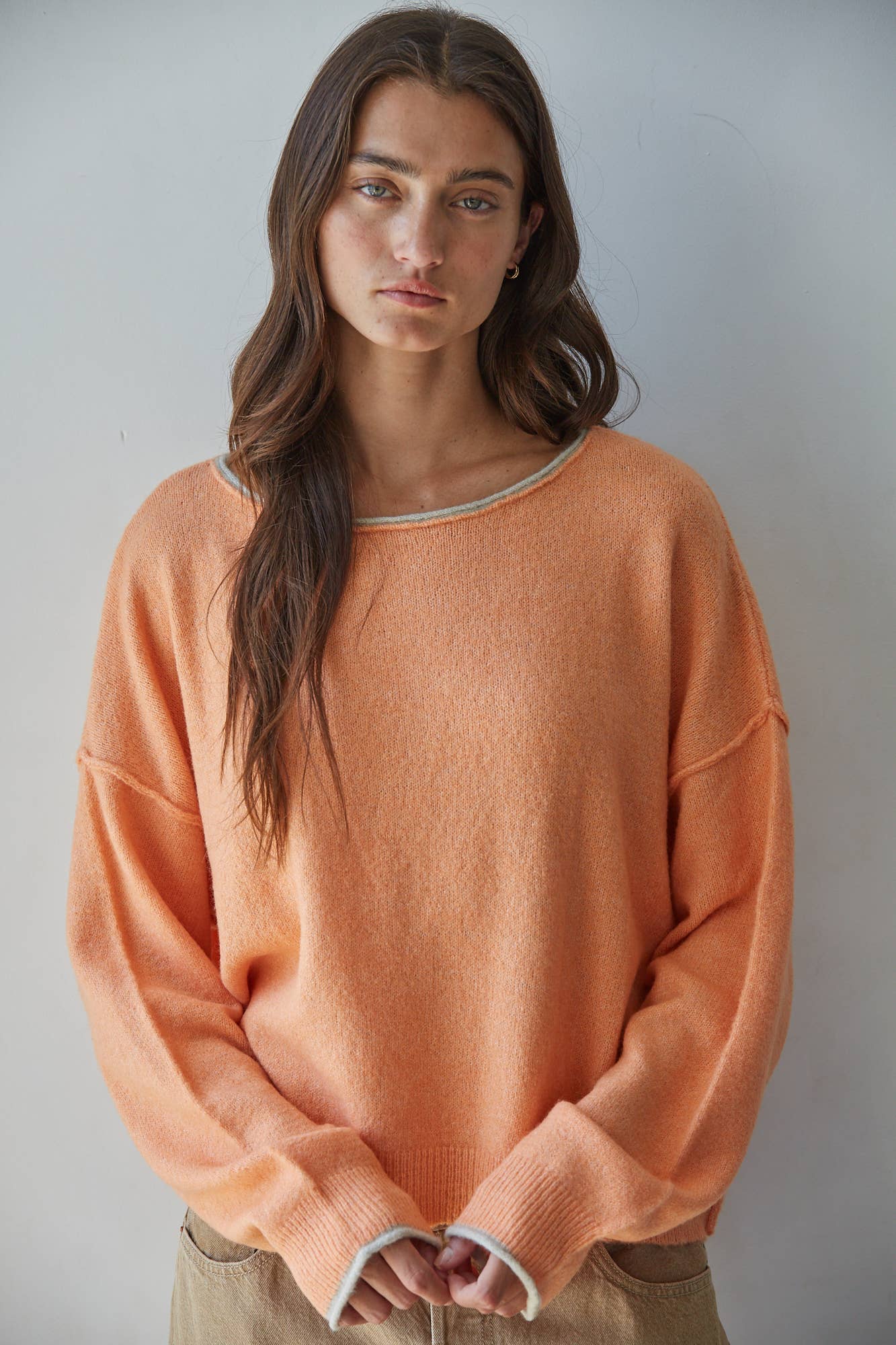 Knit Sweater Polyester Acrylic Spandex Wool Top