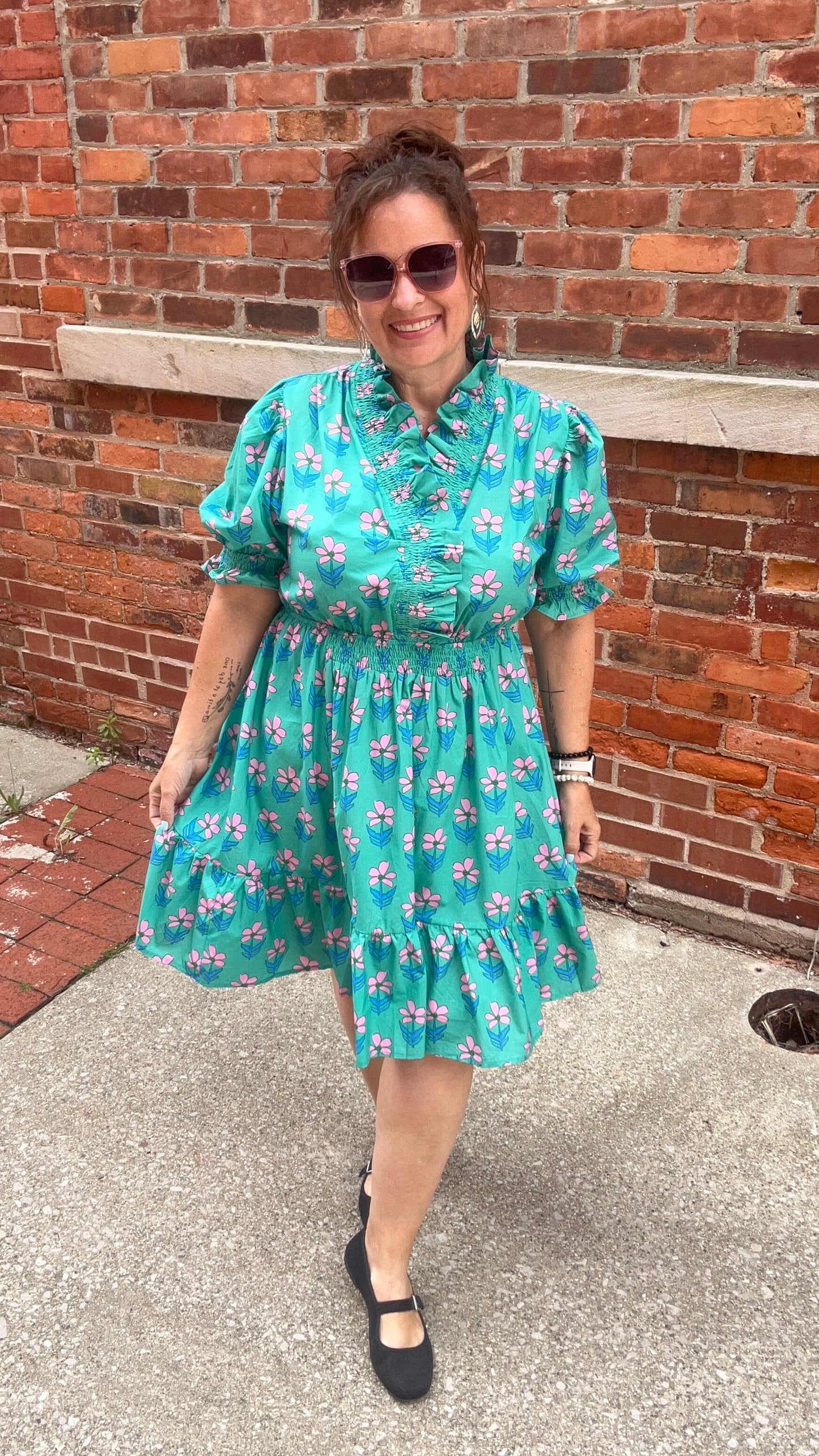 Ruffled Floral Babydoll Dress