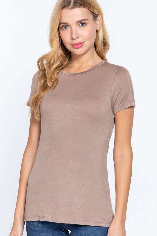 Short Sleeve Crew Neck Rayon Spandex Jersey Top