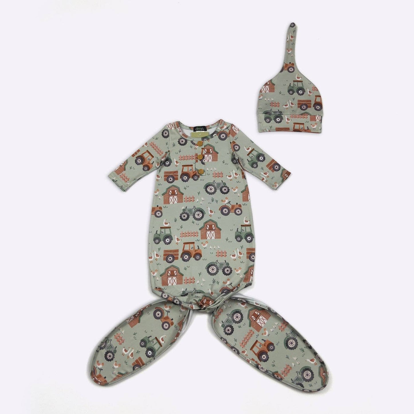 Green Gander Farm Baby Knotted Gown
