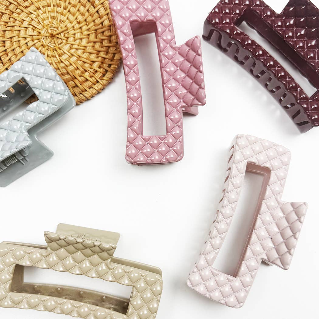 Embossed Glossy Rectangle Hair Claw