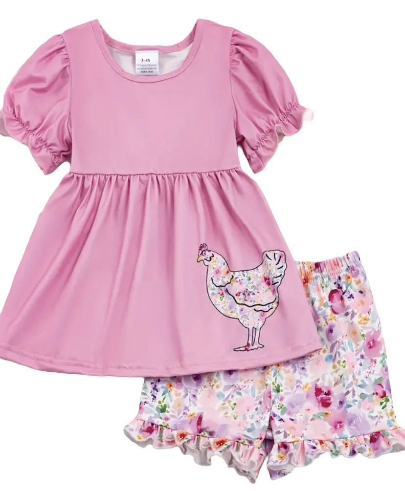 Chicken Floral Set