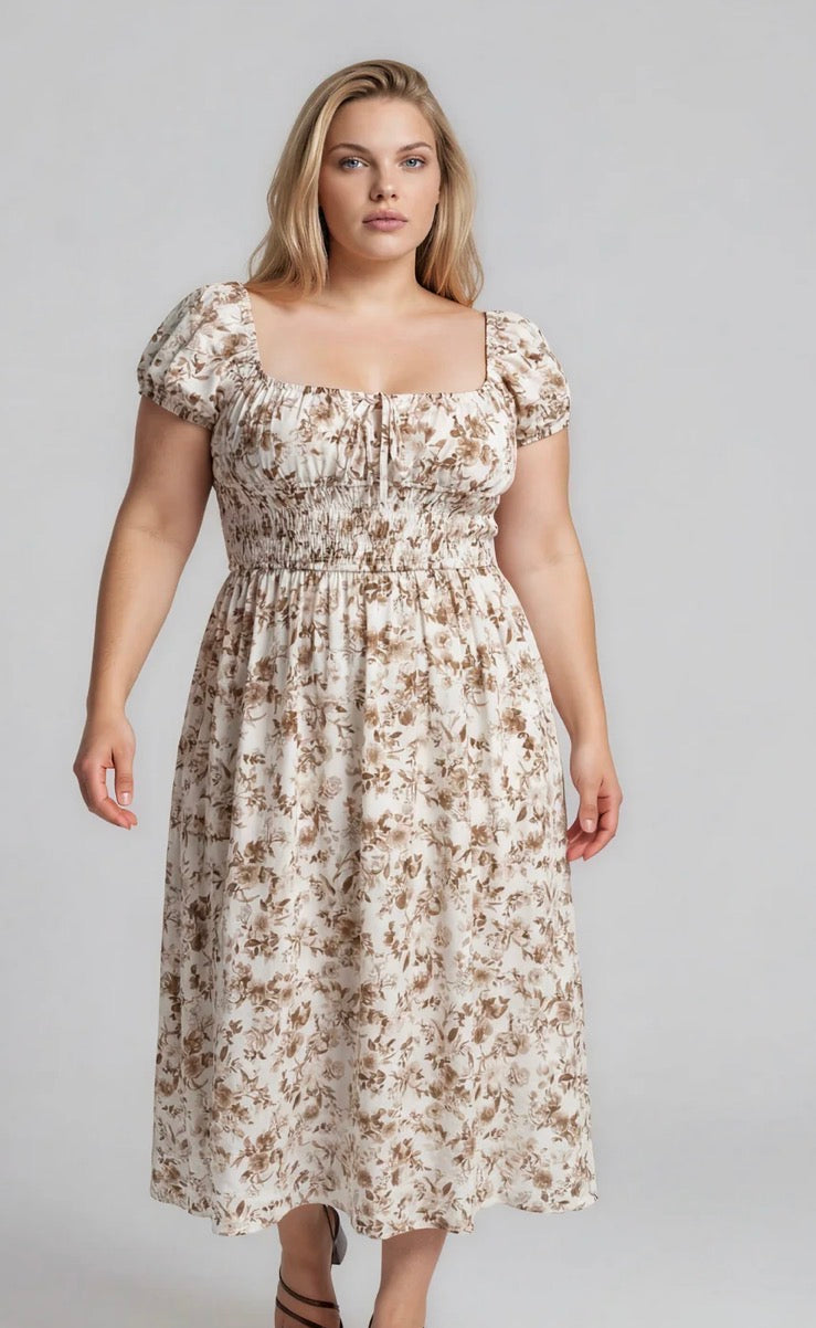 Plus Size Floral Toile Dress