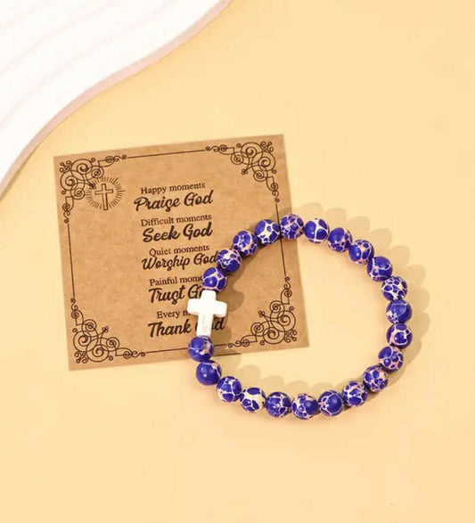 Glass Bead Cross Bracelet