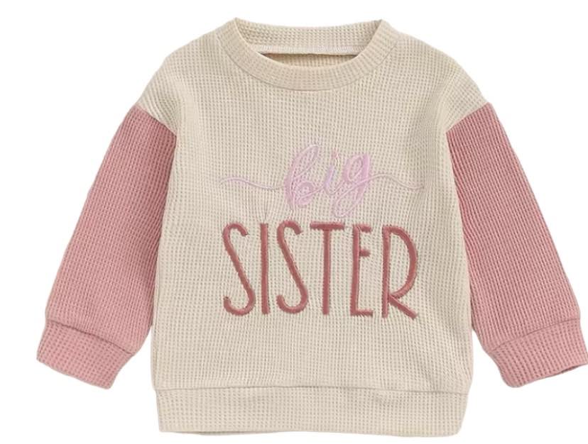 Big Sister Waffle Knit Embroidered Shirt