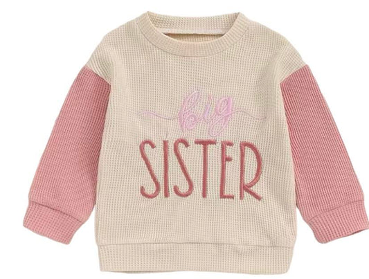 Big Sister Waffle Knit Embroidered Shirt