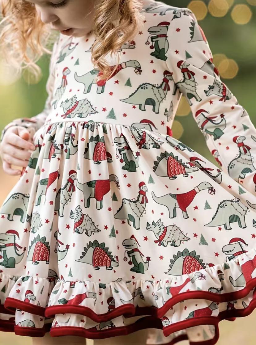 Dinosaur Christmas Dress