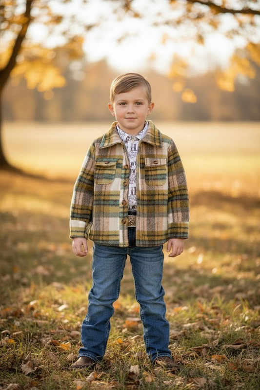 Mustard/Tan Plaid Shacket
