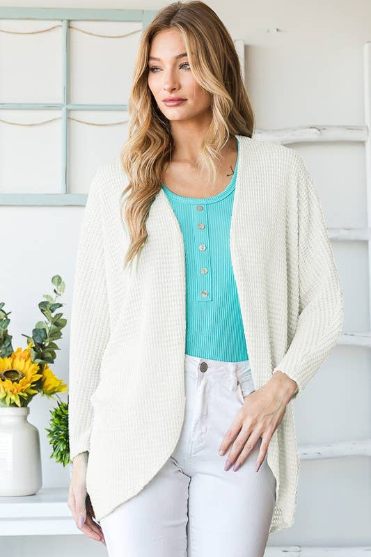 WAFFLE OPEN CARDIGAN