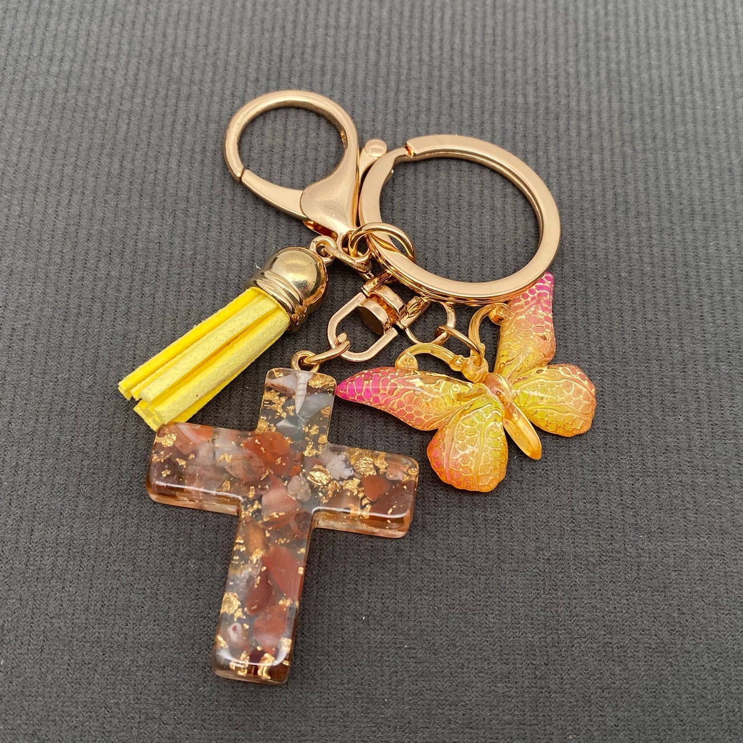 Multi-style Acrylic Butterfly Resin Cross Pendant  Keychains