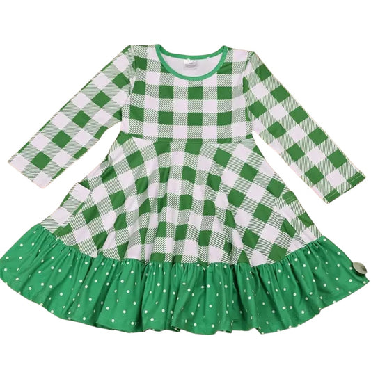 Green Check Ruffle Dress