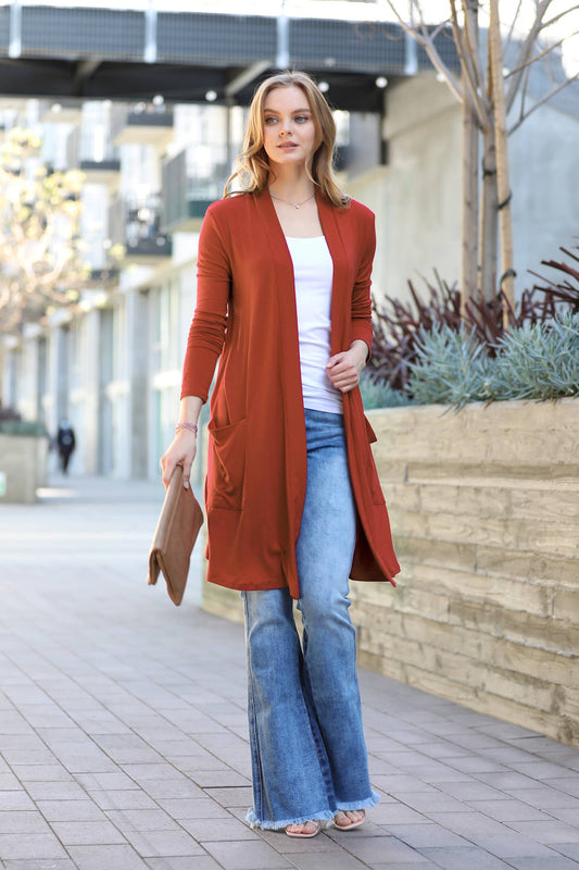 Slouchy pocket open cardigan