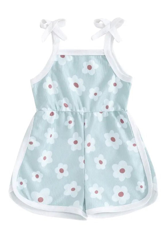 White Daisy Tie Shoulder Romper