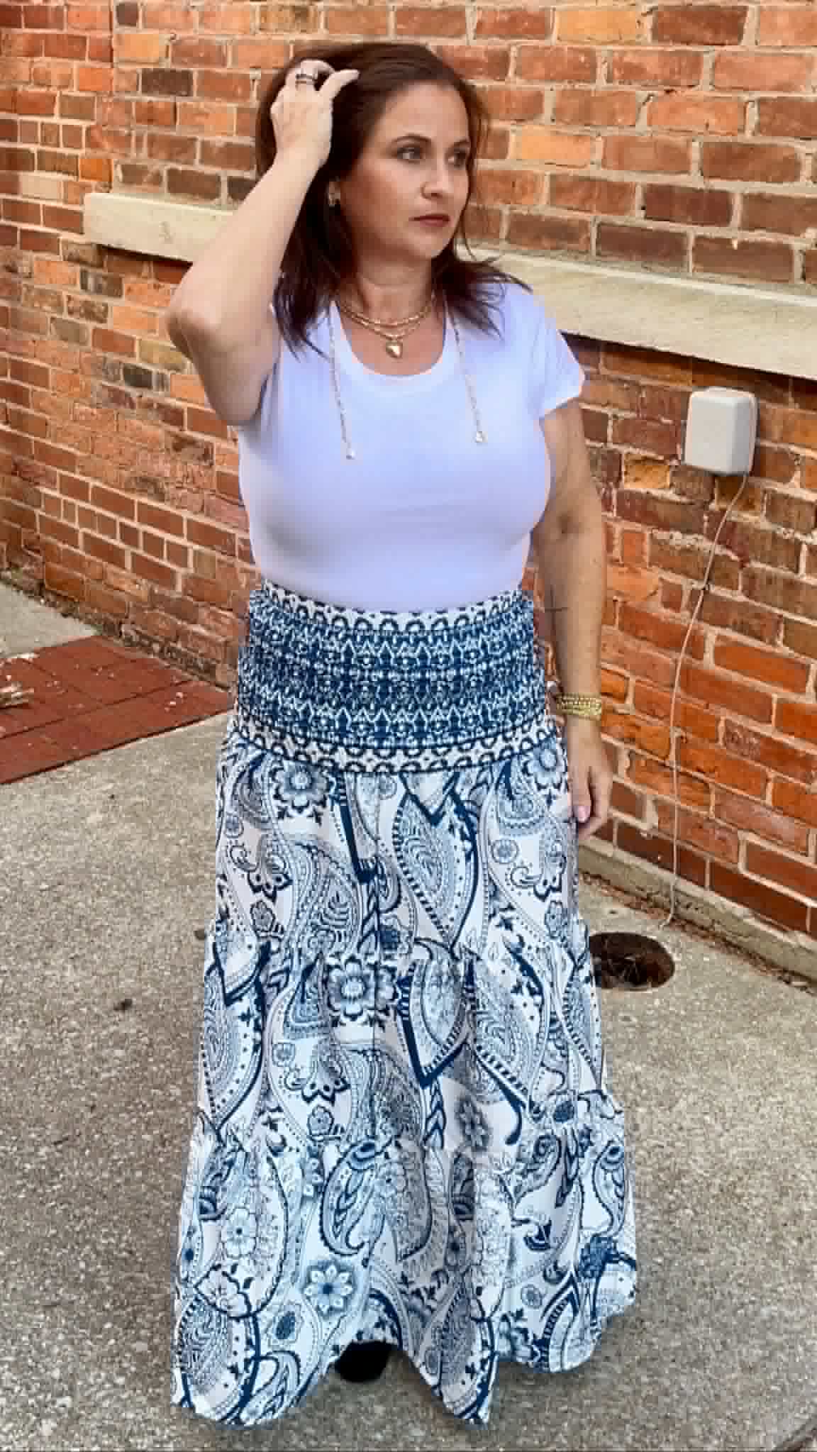 Boho Print Maxi Skirt