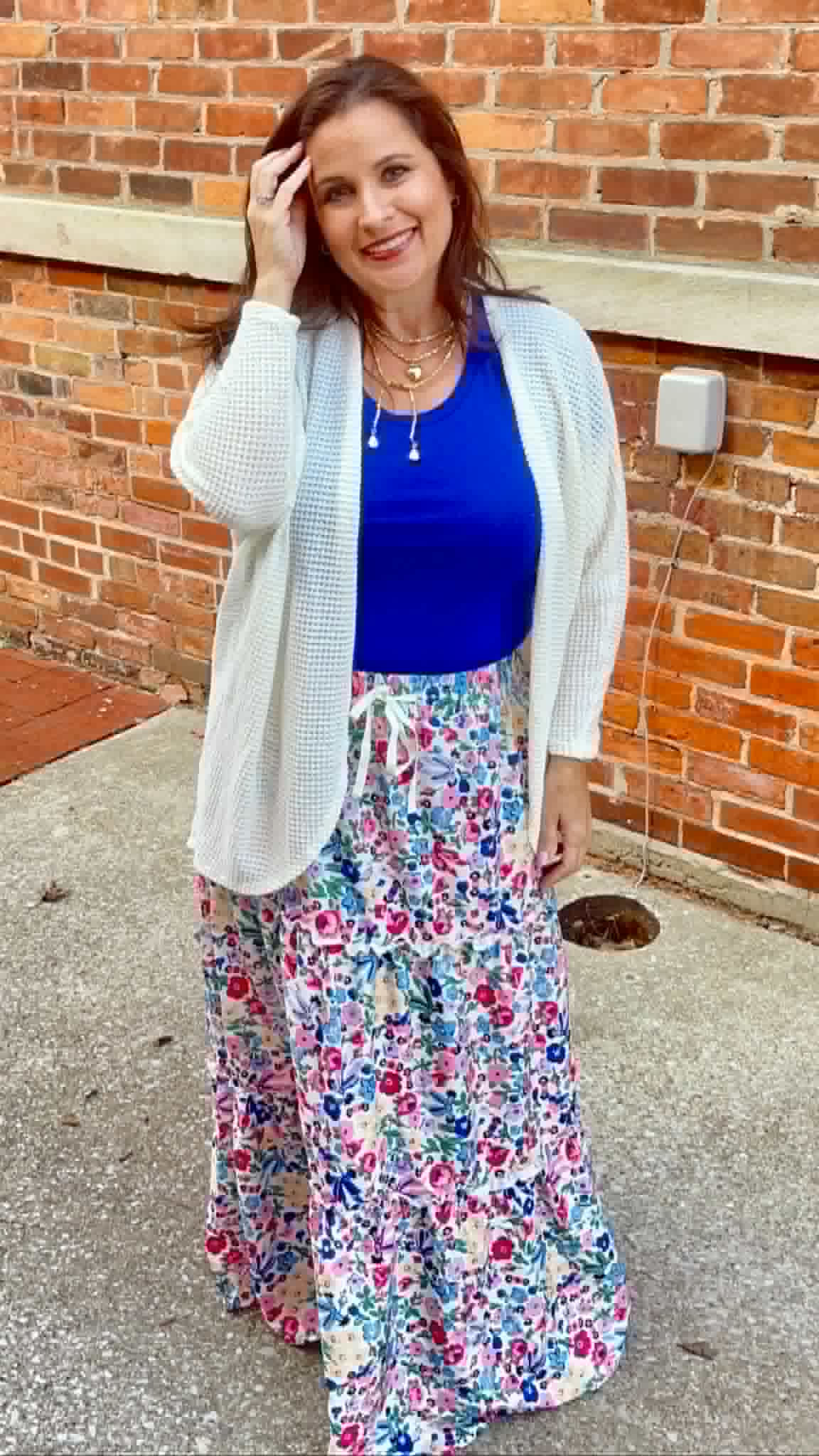 Tiered Floral Print Maxi Skirt